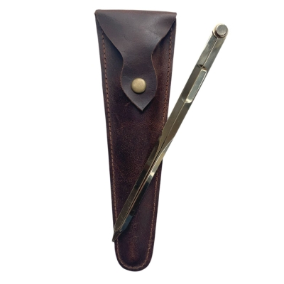 Przenośnik nawigacyjny prosty z etui z naturalnej skóry, cyrkiel nawigacyjny AB 20 cm