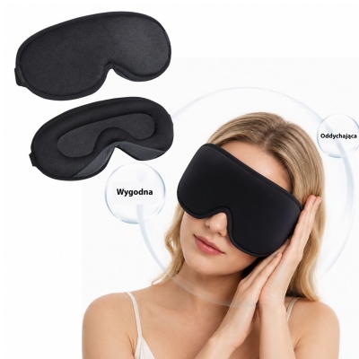 Opaska na oczy maska 3D do spania pianka memory czarna