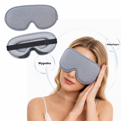 Opaska na oczy maska 3D do spania pianka memory szara