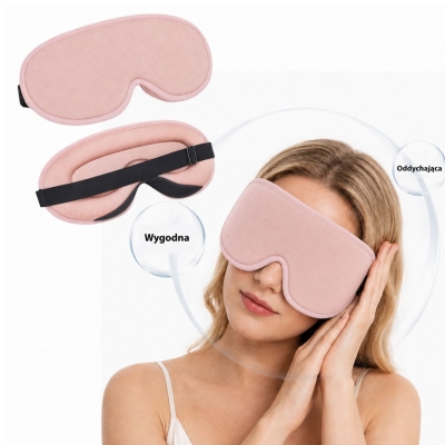 Opaska na oczy maska 3D do spania pianka memory różowa pudrowy róż