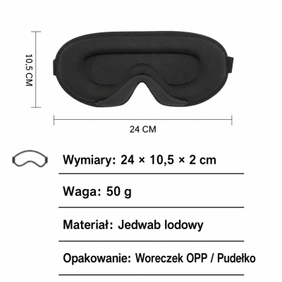 Opaska na oczy maska 3D do spania pianka memory szara