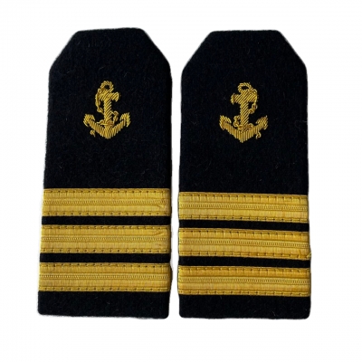 Naramienniki starszy oficer PAGONY CHIEF OFFICER Epolety ręcznie haftowane 3 paski i kotwica