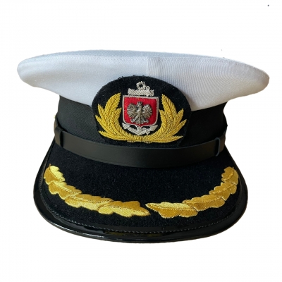 Czapka KAPITAŃSKA mundurowa wyjściowa ręcznie haftowana bajorkiem HBR-4 NA ZAMÓWIENIE
