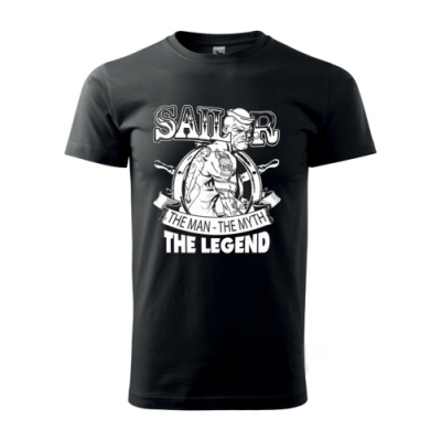 Koszulka żeglarska, T-shirt, czarna, black, 4XL, Poeye the man, the myth, the legend dla żeglarza dla marynarza