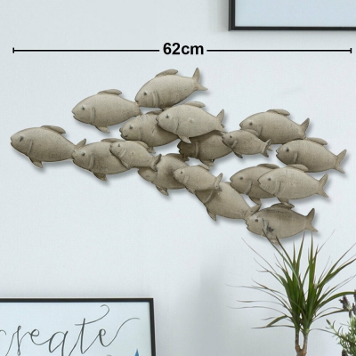 METALOPLASTYKA  ławica ryb ozdoba ściany płotu 62x28x5 cm