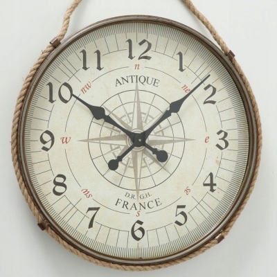 Zegar ścienny loftowy z różą wiatrów retro loft 92 cm